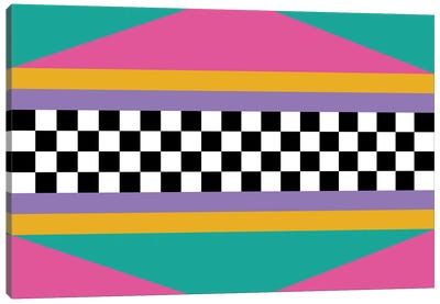 Checkered Pattern 80s/90s Retro Canvas Art Print - Studio Memphis Waves