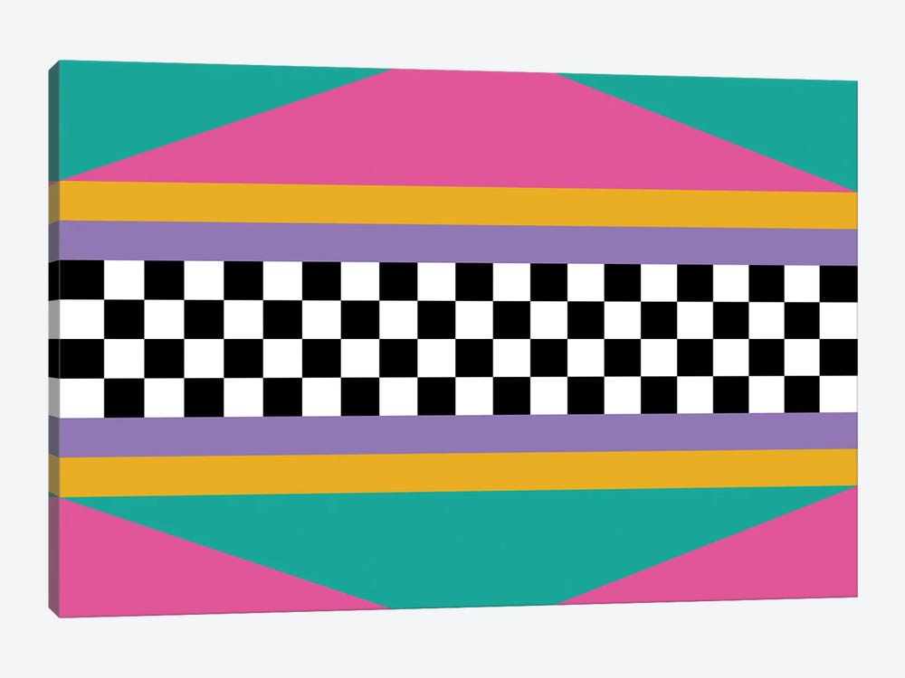 Checkered Pattern 80s/90s Retro by Studio Memphis Waves 1-piece Canvas Wall Art
