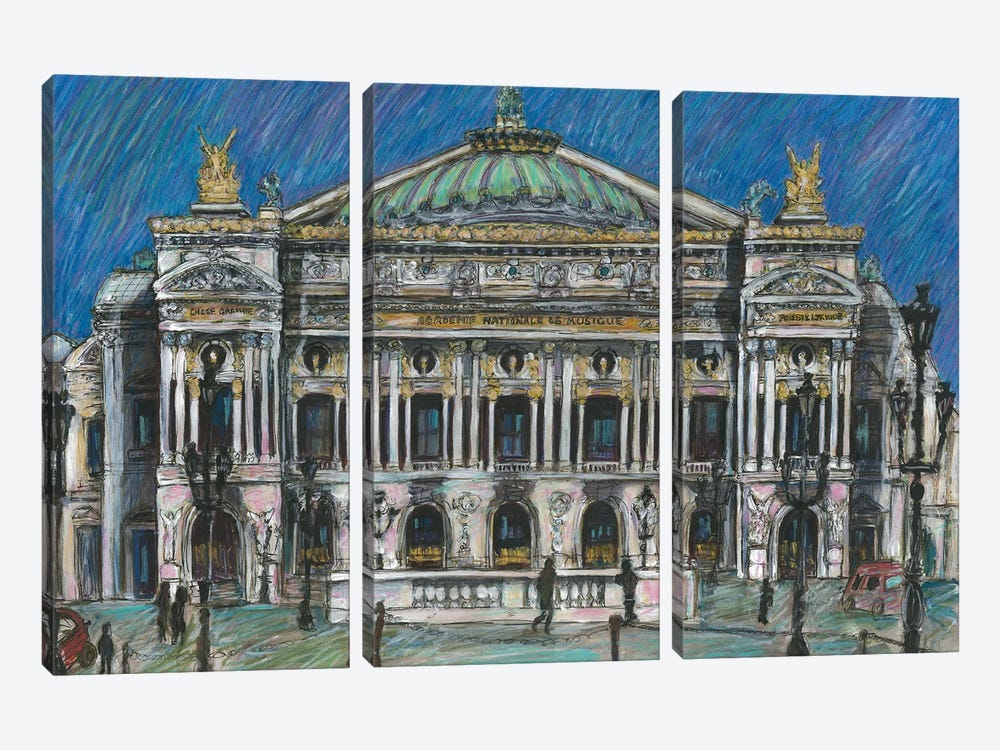 Palais Garnier Opera House, Paris by Sophie Wainwright 3-piece Canvas Art