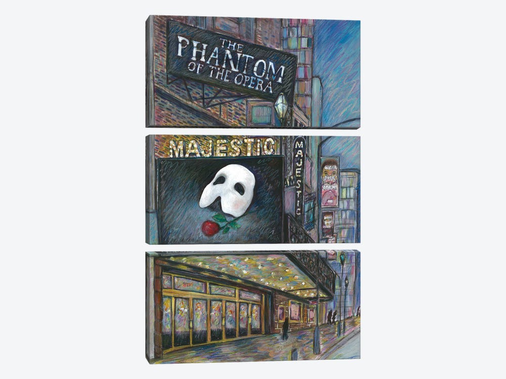 'Phantom Of The Opera' - Theatre Exterior by Sophie Wainwright 3-piece Canvas Print