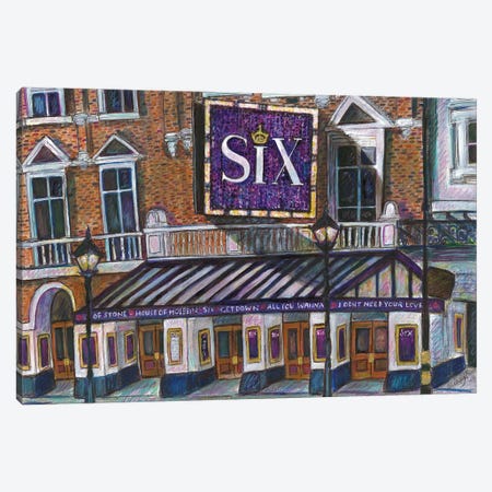 'Six' The Musical - Theatre Exterior Canvas Print #SWW14} by Sophie Wainwright Canvas Artwork