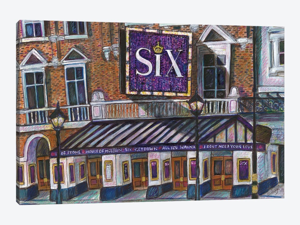 'Six' The Musical - Theatre Exterior by Sophie Wainwright 1-piece Canvas Art Print