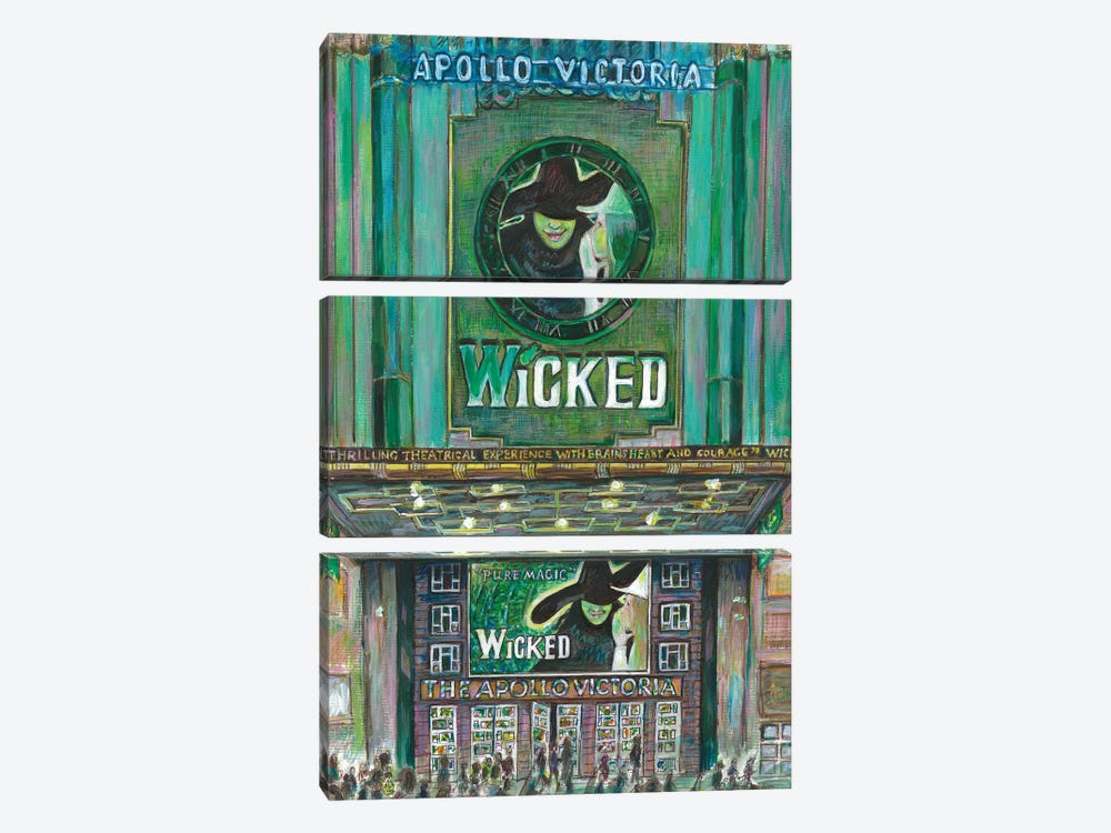 'Wicked' The Musical - Theatre Exterior by Sophie Wainwright 3-piece Canvas Art Print