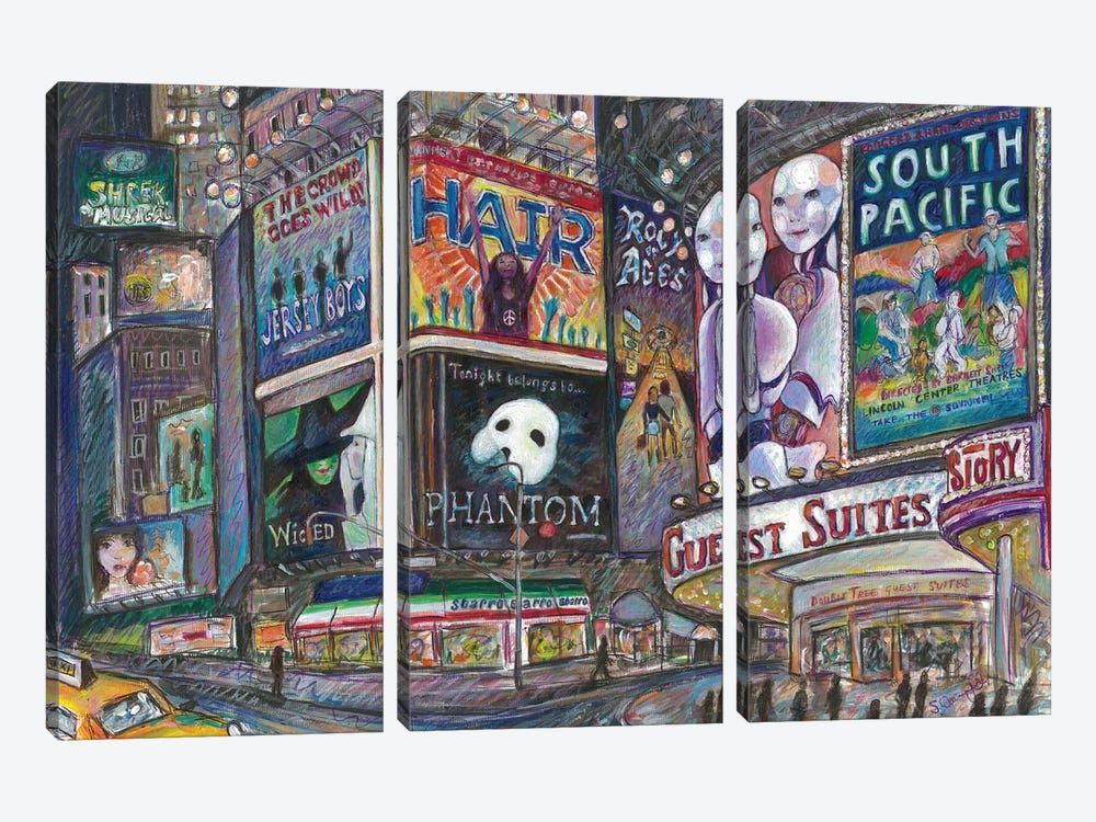 Broadway Lights I by Sophie Wainwright 3-piece Canvas Wall Art