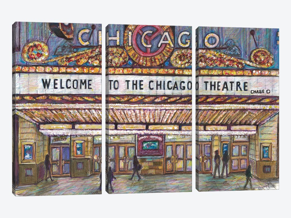 Chicago Theatre by Sophie Wainwright 3-piece Canvas Print
