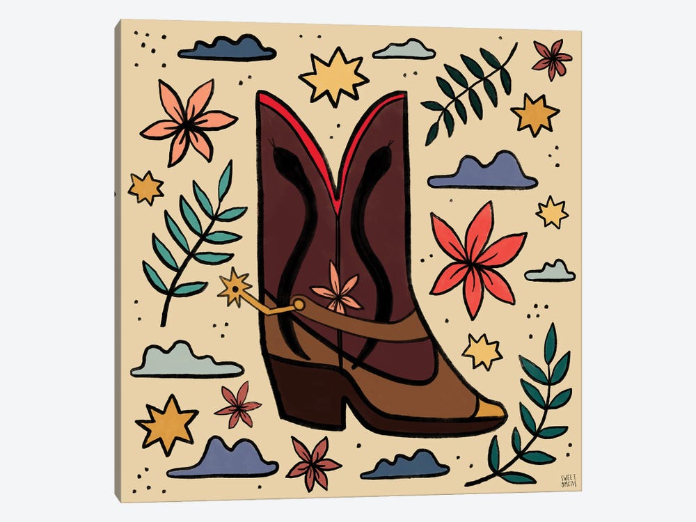Boots by Sweet Omens 1-piece Canvas Wall Art