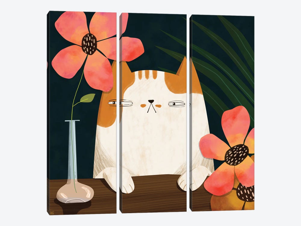 Cats And Plants by Sweet Omens 3-piece Canvas Art