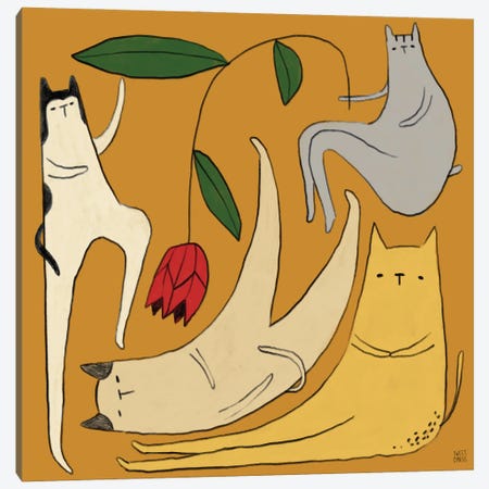 Cats And Tulips Canvas Print #SWZ17} by Sweet Omens Canvas Print