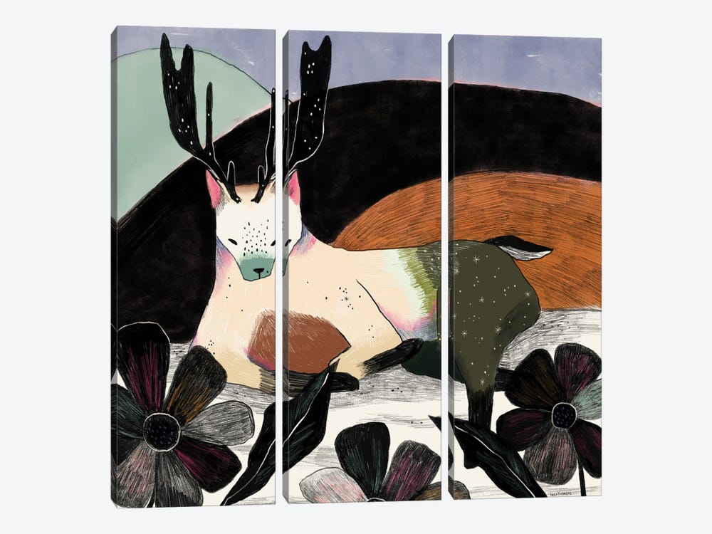 Deer Wolf by Sweet Omens 3-piece Canvas Art Print