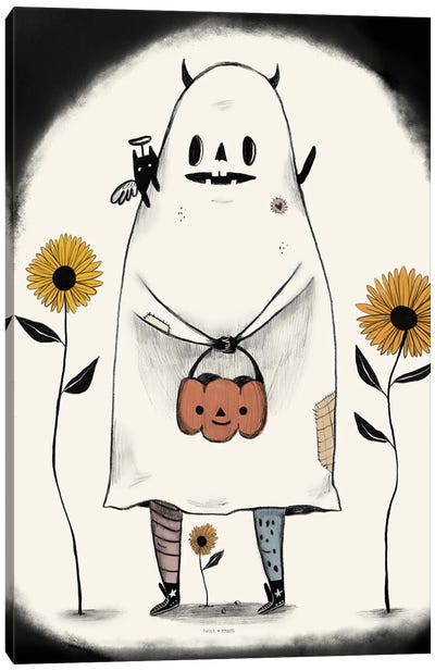 Sheet Ghost Costume Canvas Art Print - Sweet Omens