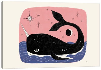 Luna Whale Canvas Art Print - Narwhal Art