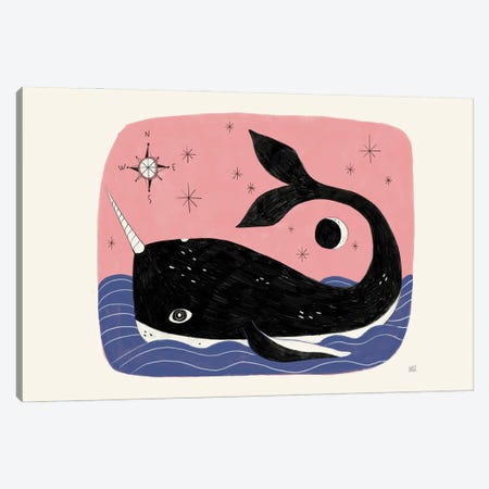 Luna Whale Canvas Print #SWZ42} by Sweet Omens Canvas Print