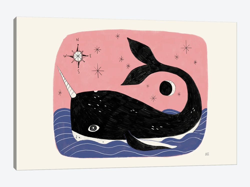 Luna Whale by Sweet Omens 1-piece Canvas Art Print
