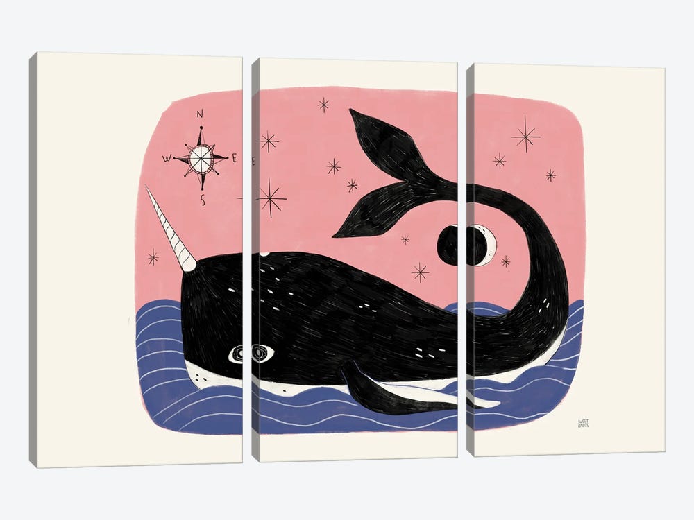 Luna Whale by Sweet Omens 3-piece Canvas Print