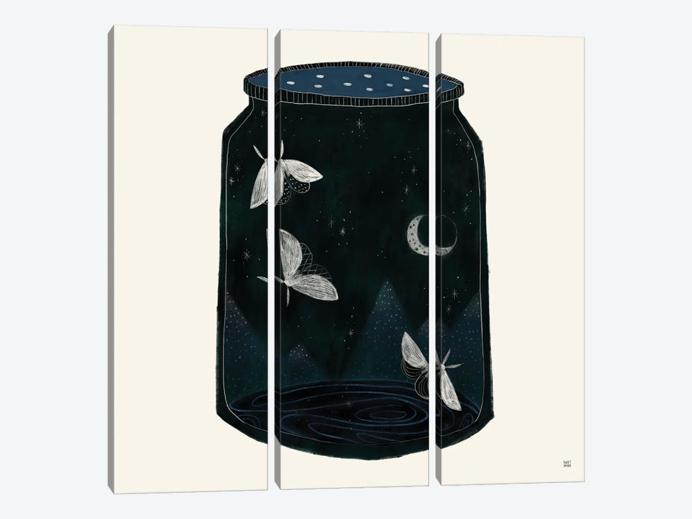 Moth Jar by Sweet Omens 3-piece Canvas Print