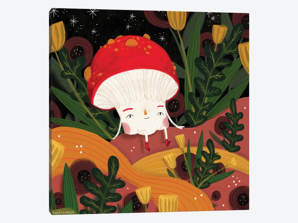 Mushroom Sitting On The Hill by Sweet Omens 1-piece Canvas Print