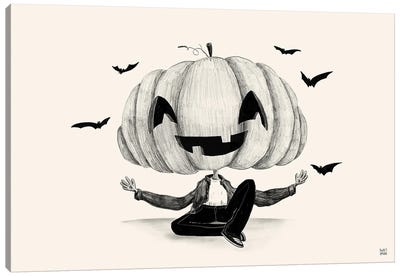 Pumpkin Guy Canvas Art Print - Bat Art