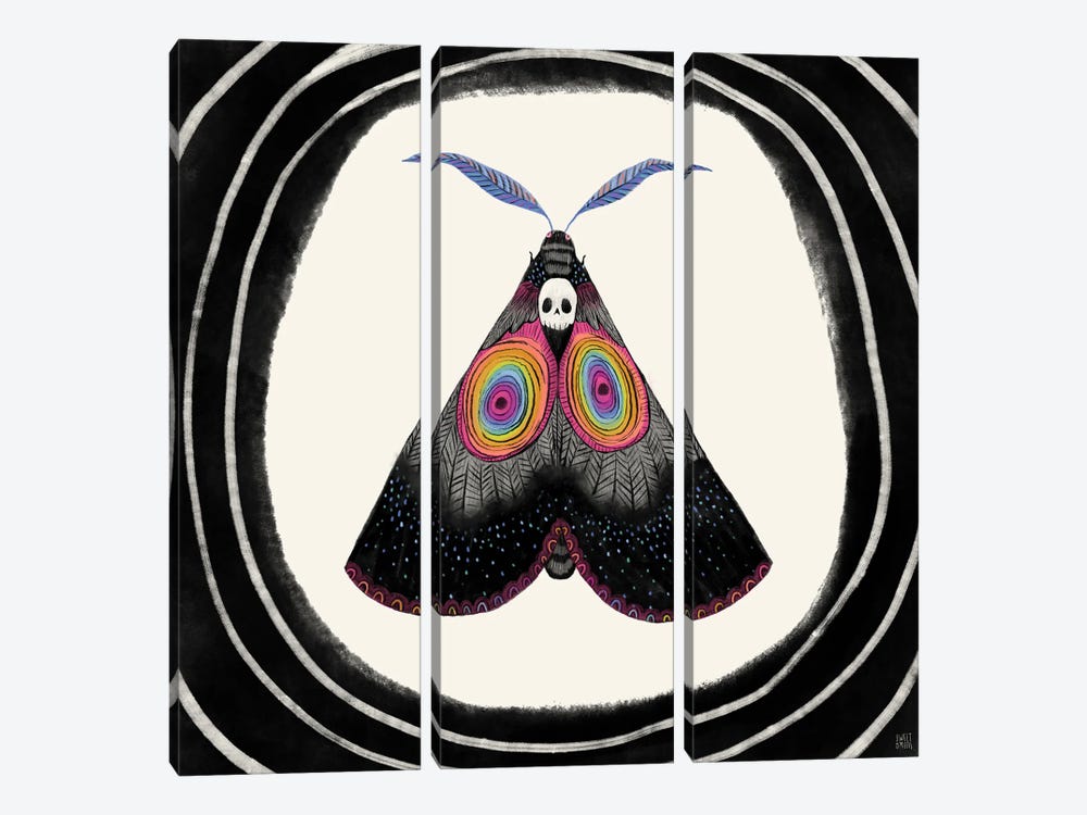 Rainbow Skull Moth by Sweet Omens 3-piece Canvas Art