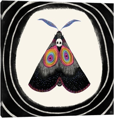 Rainbow Skull Moth Canvas Art Print - Sweet Omens