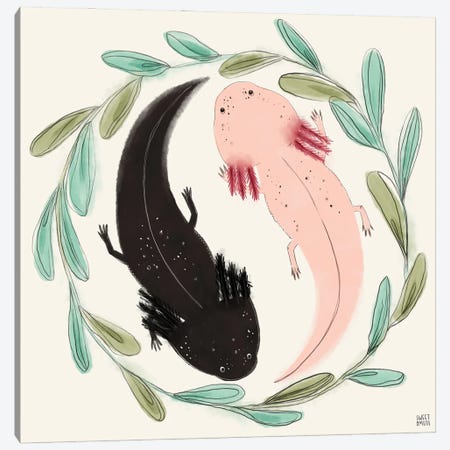 Axolotl Couple Canvas Print #SWZ68} by Sweet Omens Canvas Print