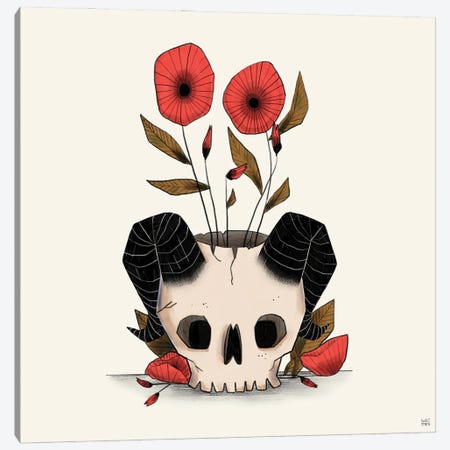 Skull Vase Canvas Print #SWZ70} by Sweet Omens Canvas Art