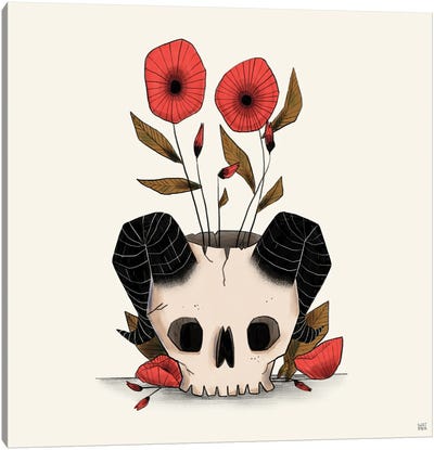 Skull Vase Canvas Art Print - Sweet Omens