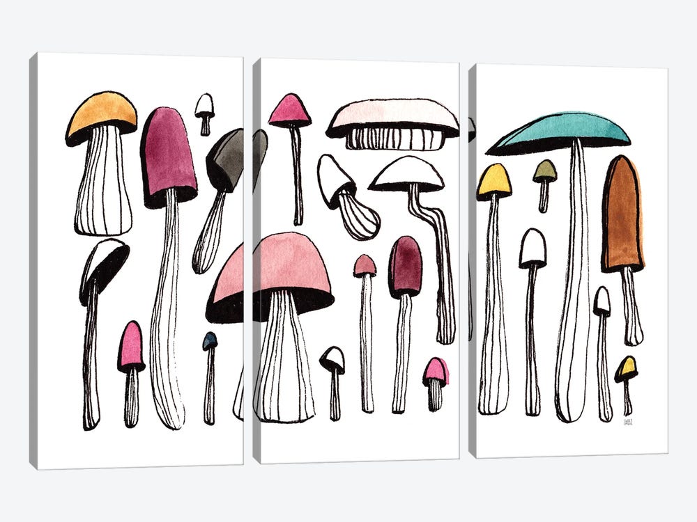 Wild Mushrooms by Sweet Omens 3-piece Canvas Artwork