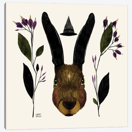 Bunny Witch Canvas Print #SWZ80} by Sweet Omens Art Print