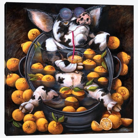 Pig In Oranges Or The State Of Zen Canvas Print #SYB34} by Sergey Bolshakov Canvas Art