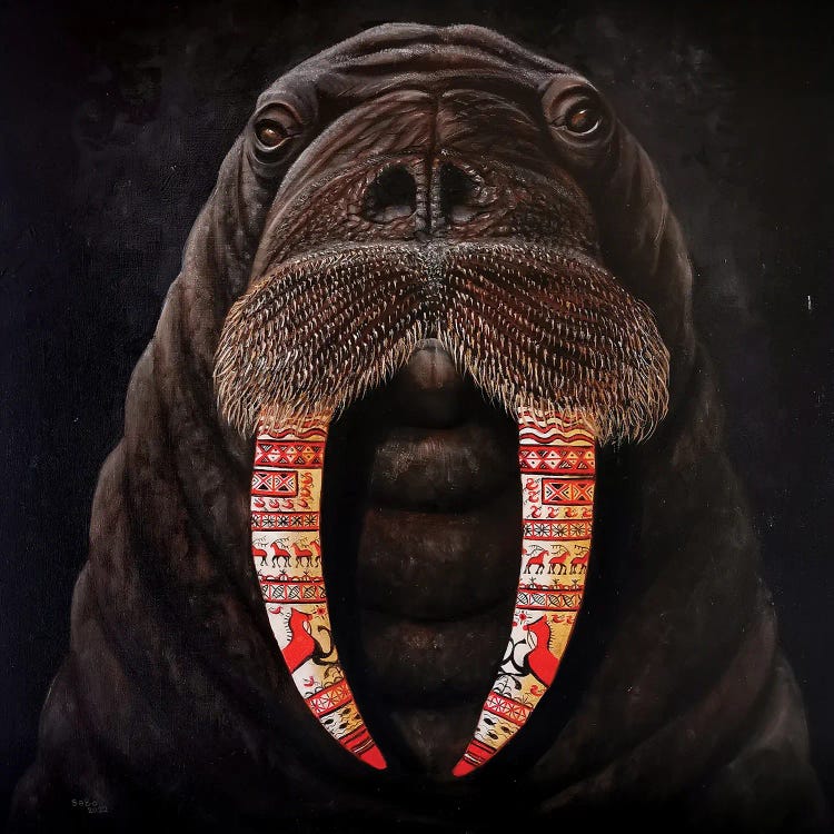 Walrus And Mezensky Pattern by Sergey Bolshakov wall art