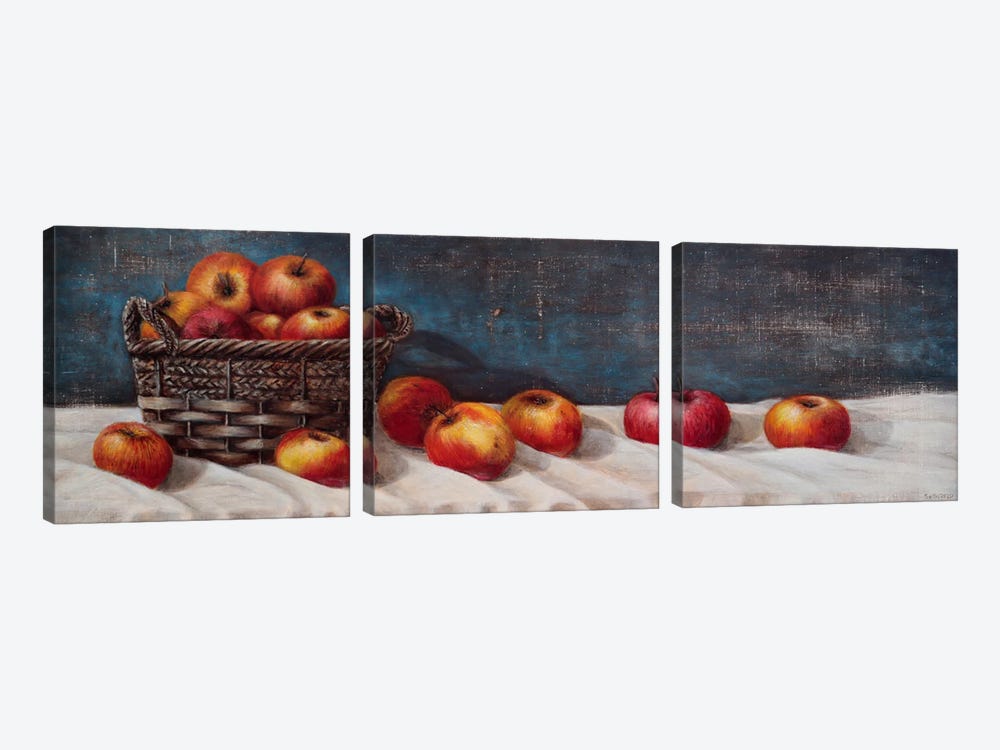 Basket With Apples by Sergey Bolshakov 3-piece Canvas Art Print