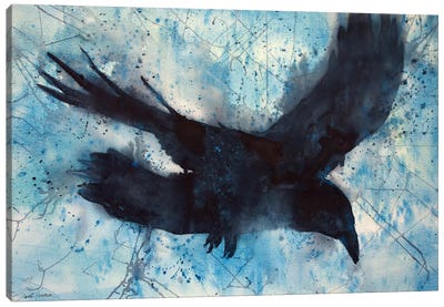 Flight Canvas Art Print - Crow Art