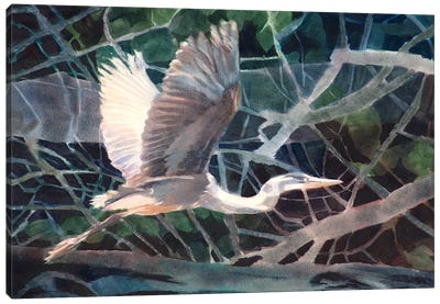 Great Blue Canvas Art Print - Heron Art