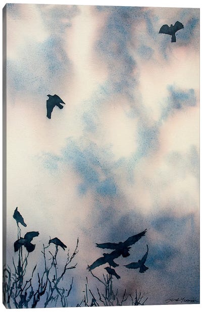 As The Crows Fly Canvas Art Print - Crow Art