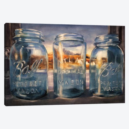 Ball Jars And Sunset Canvas Print #SYE4} by Sarah Yeoman Art Print