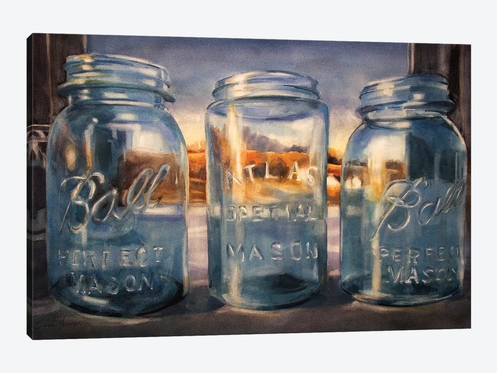 Ball Jars And Sunset by Sarah Yeoman 1-piece Art Print