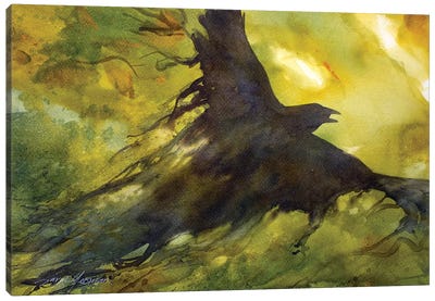 Wind Crow Canvas Art Print - Crow Art