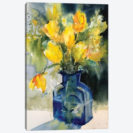 Yellow Tulips Canvas Print #SYE52} by Sarah Yeoman Canvas Wall Art