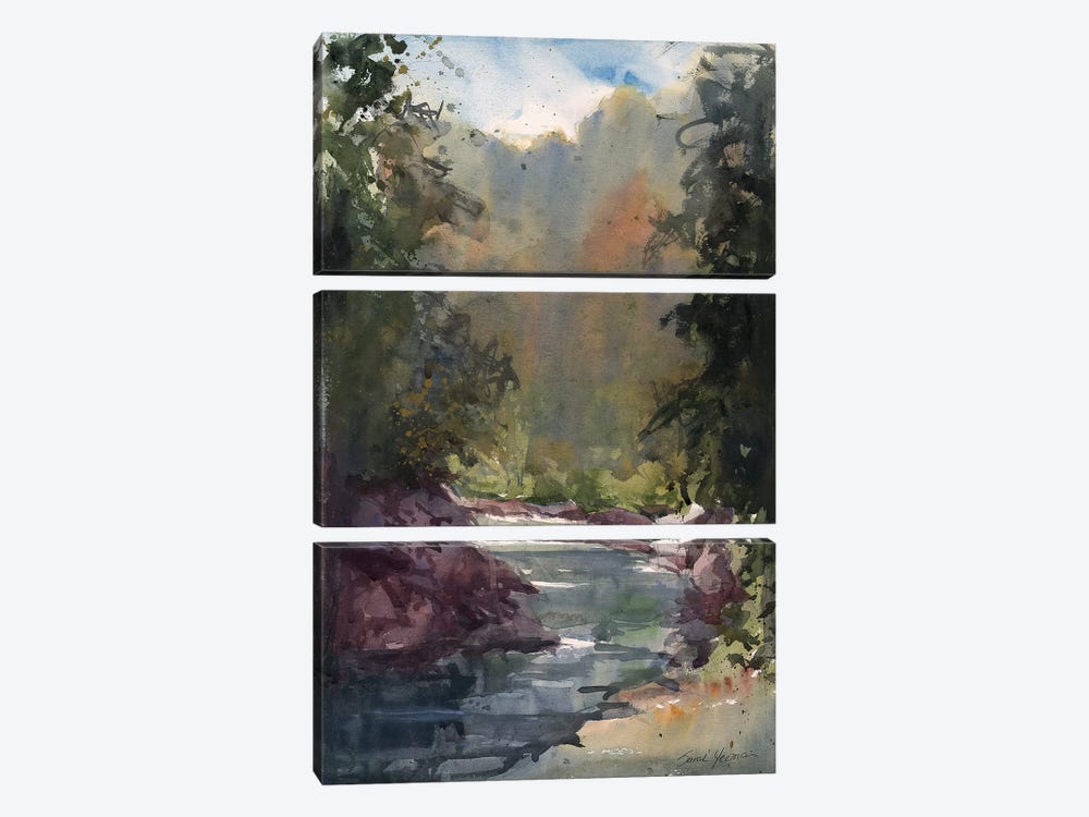River In Tuscany by Sarah Yeoman 3-piece Art Print
