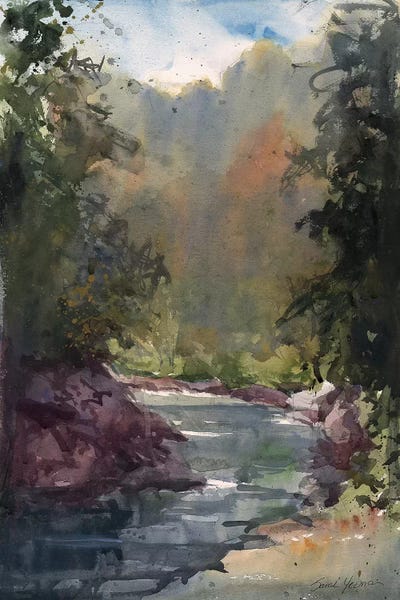 Watercolor: River In Tuscany by Sarah Yeoman