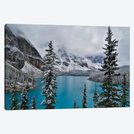 Lake Moraine with fresh late summer snow Banff National Park, Alberta, Canada Canvas Print #SYG2} by Sylvia Gulin Canvas Wall Art