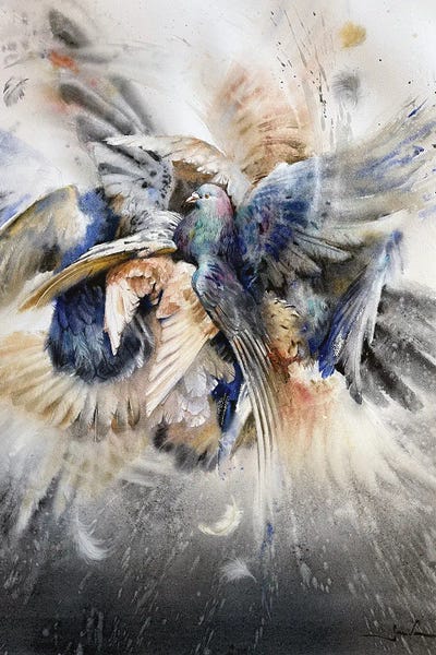Peace - Pigeons by Samira Yanushkova multi panel art