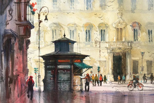 Intricate Watercolors: Newsstand by Samira Yanushkova