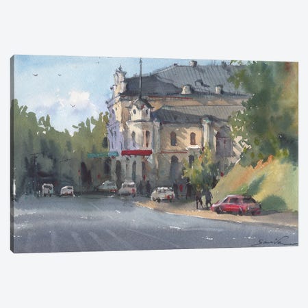 Sunny Day City Landscape Watercolor Canvas Print #SYH11} by Samira Yanushkova Canvas Art Print