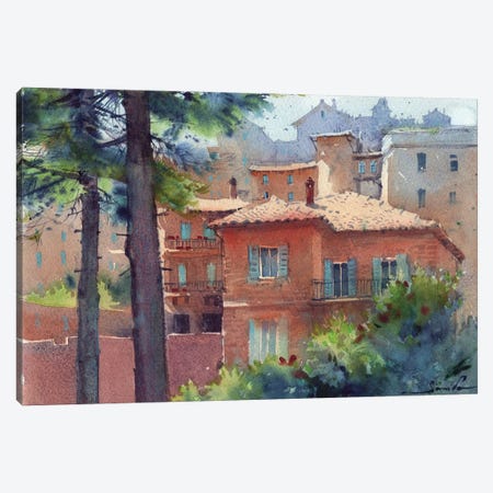 Sunny City Landscape Watercolor Canvas Print #SYH12} by Samira Yanushkova Art Print