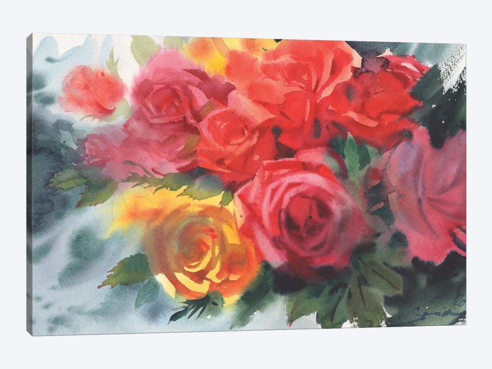 Bouquet Of Beautiful Flowers In The Sunlight by Samira Yanushkova 1-piece Canvas Art