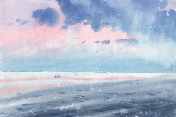 Subtle Landscapes: Morning Beach Walk by Samira Yanushkova