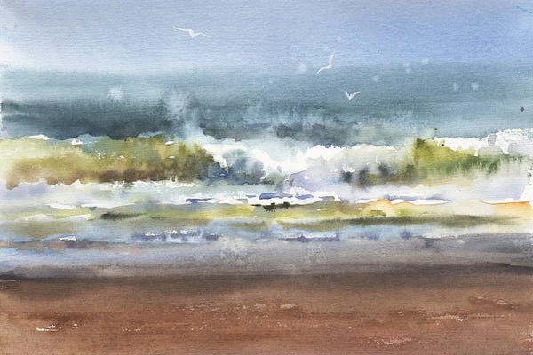 Large Coastal Art - Canvas Prints: Sea Waves by Samira Yanushkova