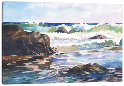 Waves Near The Shore Canvas Art Print - Samira Yanushkova