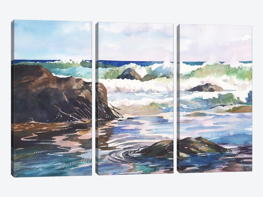 Waves Near The Shore by Samira Yanushkova 3-piece Canvas Print